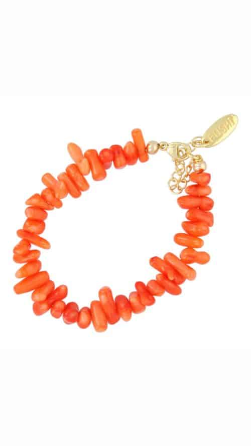Armband koraal chips oranje Fushi jewels-armbanden- Label-L