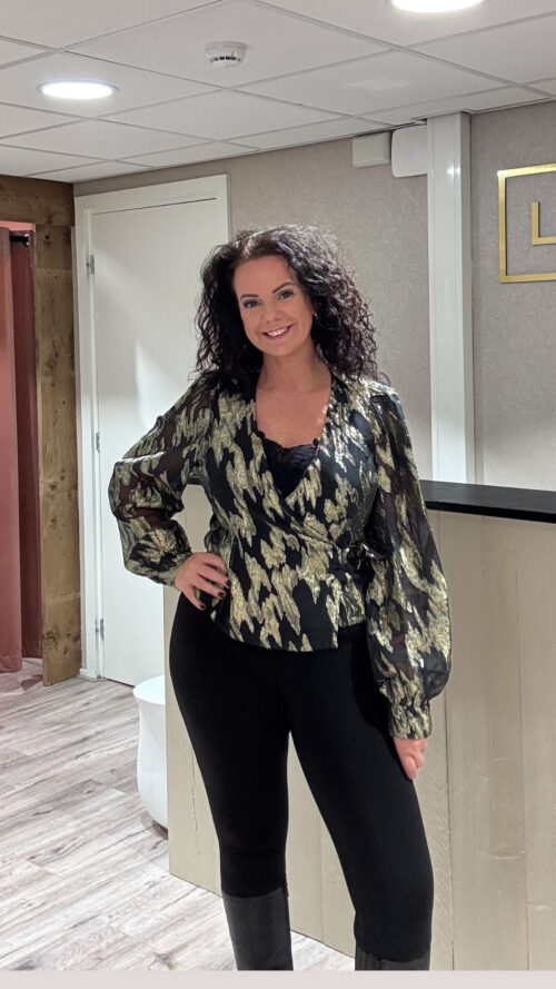 Blouse Luisa black gold azzurro-tops en shirts Label-L