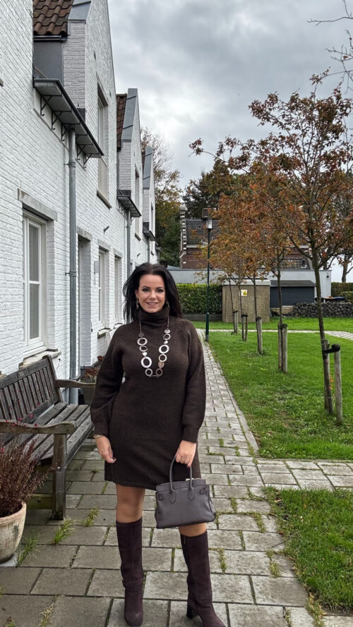 Coll dress brown azzurro-jurken Label-L