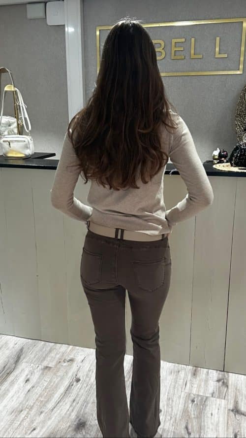 Flared jeans stretch bruin Norfy-Broeken Label-L 3