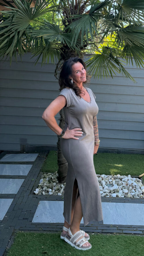 Jurk Baila taupe Label-l-jurken Label-L