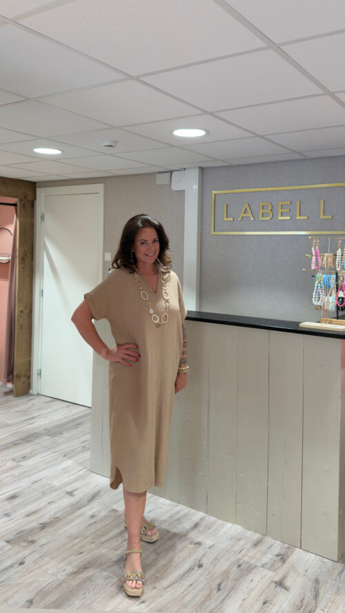 Jurk Basic Livia Beige label-l-jurken Label-L