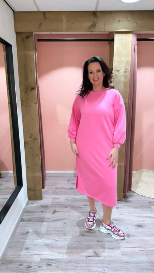 Jurk comfy Tessa roze Azzurro-jurken Label-L