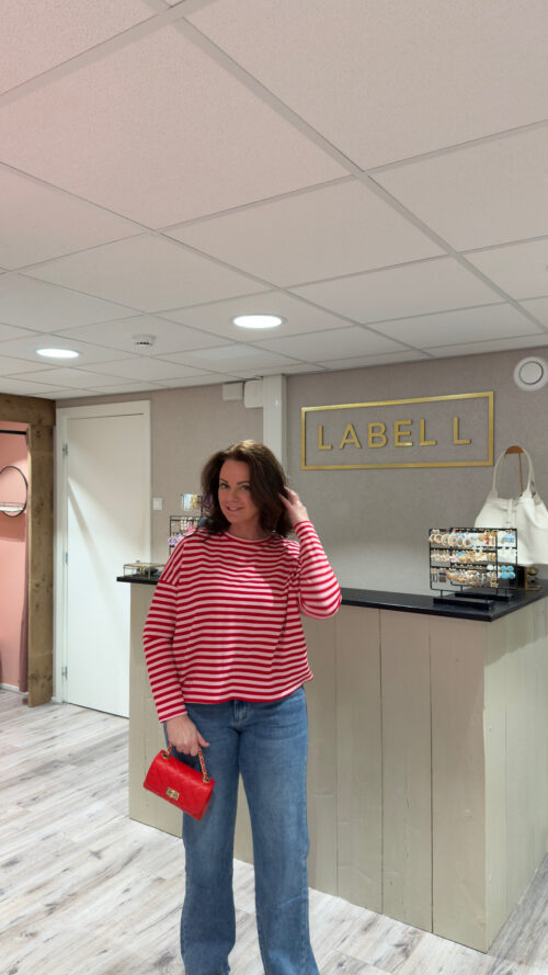 Stripe longsleeve pink:red label-l-shirts Label-L