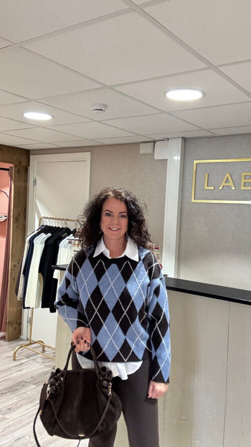 Trui Cozy Ruit blue brown Label-L-Truien en Vesten Label-L